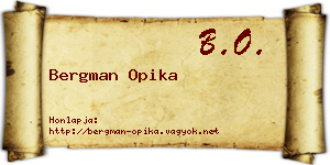 Bergman Opika névjegykártya